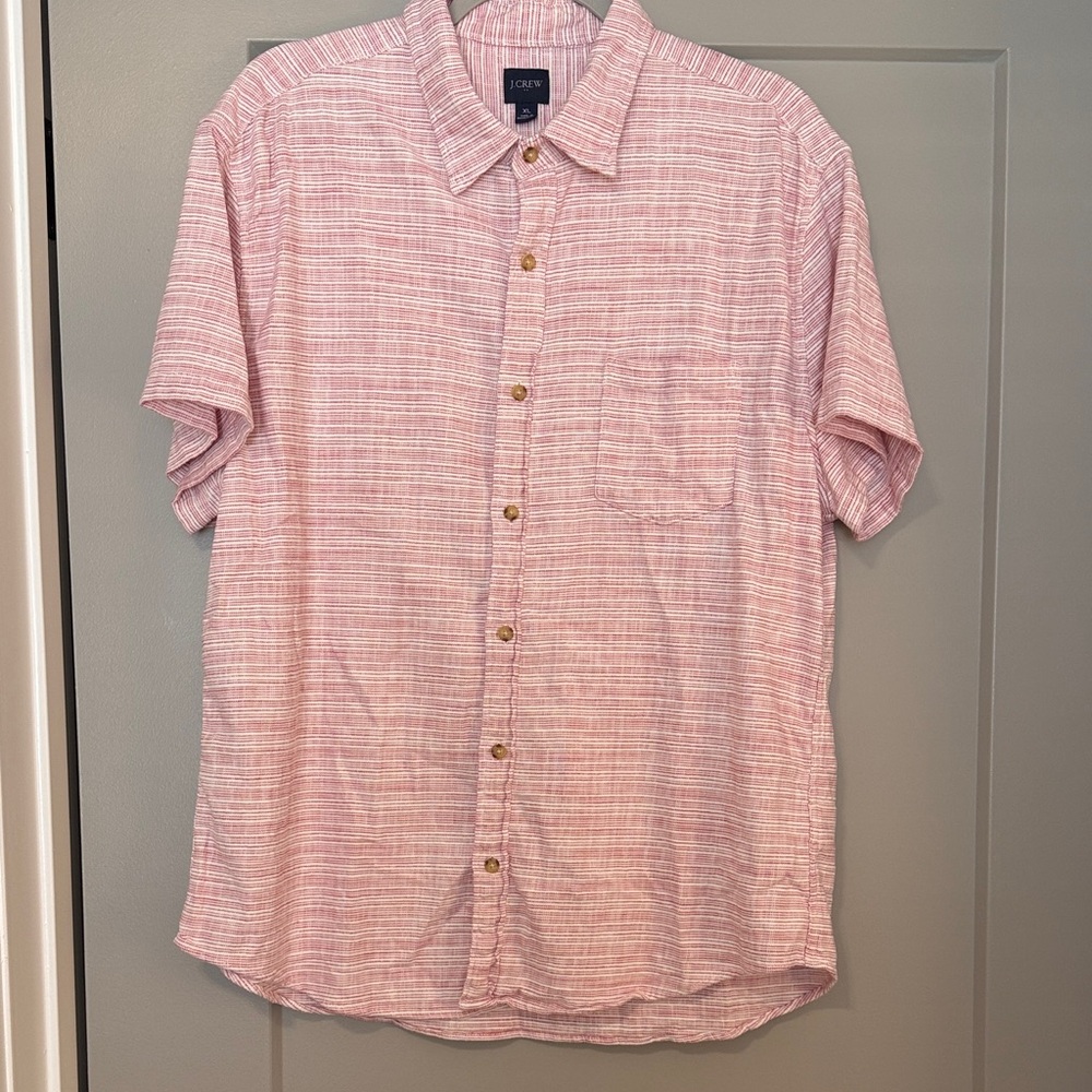 J. Crew Factory Pink Striped Button Down Shirt